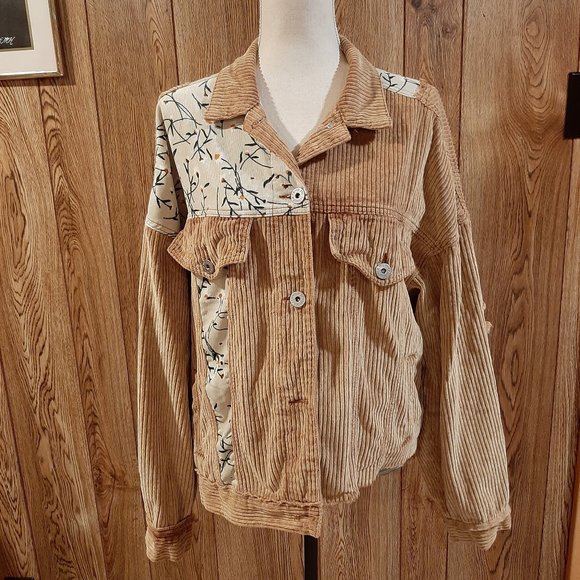 POL Jackets & Blazers - POL Corduroy and Floral Patchwork Jacket (Large)